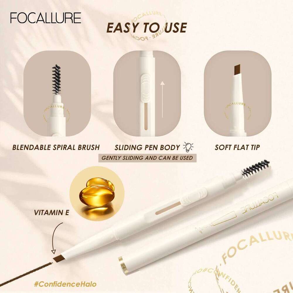 FOCALLURE Eyebrow Sliding Design Soft Pencil Tip Ultra Fine Brow Pen Super Waterproof Natural Eye Makeup Cosmetics X250705
