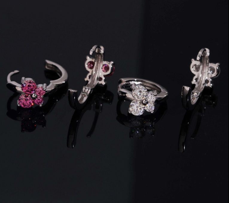 High Quality Moissanite Jewelry Pass Diamond Tester Hip Hop Earrings Butterfly 925 Silver Moissanite Diamond Earrings