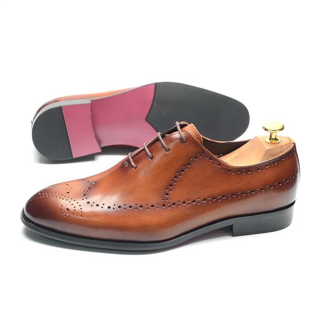 Luxury Italian Mens Wedding Dress Shoes Genuine Leather Handmade Brogue Wingtip Oxford Shoes Black Brown Formal Shoes for Men W250705