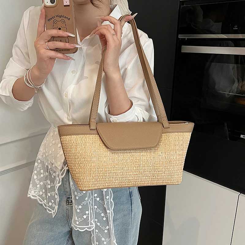 2025 Summer Womens Weave Straw Shoulder Bags New Tote Bag for Ladies Beach Bags Lady Handbags and Purses XJ250704