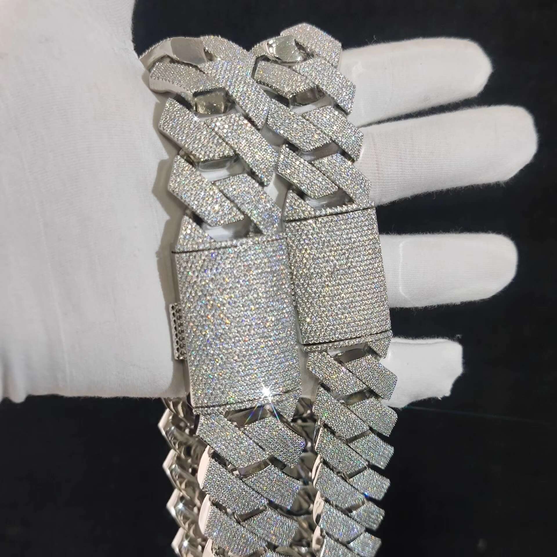 Mens 29mm Cuban Link Chain S925 Sterling Silver Moissanite Necklace Religious Gold Trendy Hip Hop Iced Wedding Engagement Gift