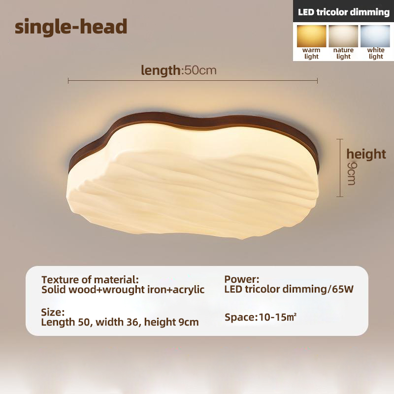 Full Spectrum LED Walnut Pendant Lamp - Classic Solid Wood Interior Lighting for Bedrooms Fixtures Antique Design for Reading Room Illumination