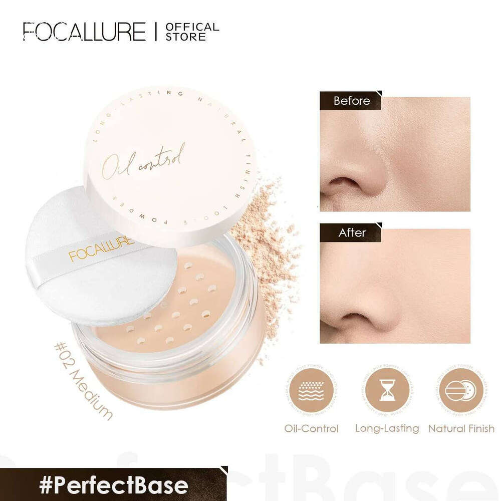 FOCALLURE 2 Colors Natural Smooth Loose Makeup Oil-Control Concealer Brighten Cosmetics Face lasting Setting Powder X250705