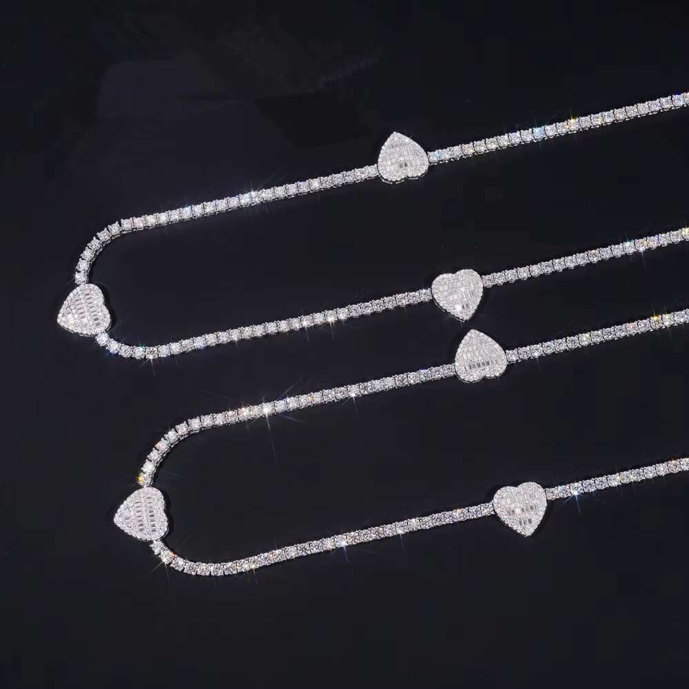 Luxury Moissanite Hearts Tennis Bracelet for Women Rhodium Plated Sterling Silver & VVS Cut