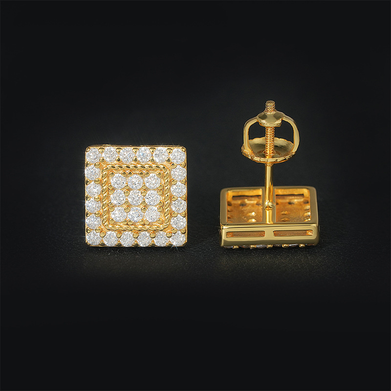 Luxury Hip Hop Jewelry High Quality Ear Studs 925 Sterling Silver VVS Moissanite Diamond Stud Earring for Women