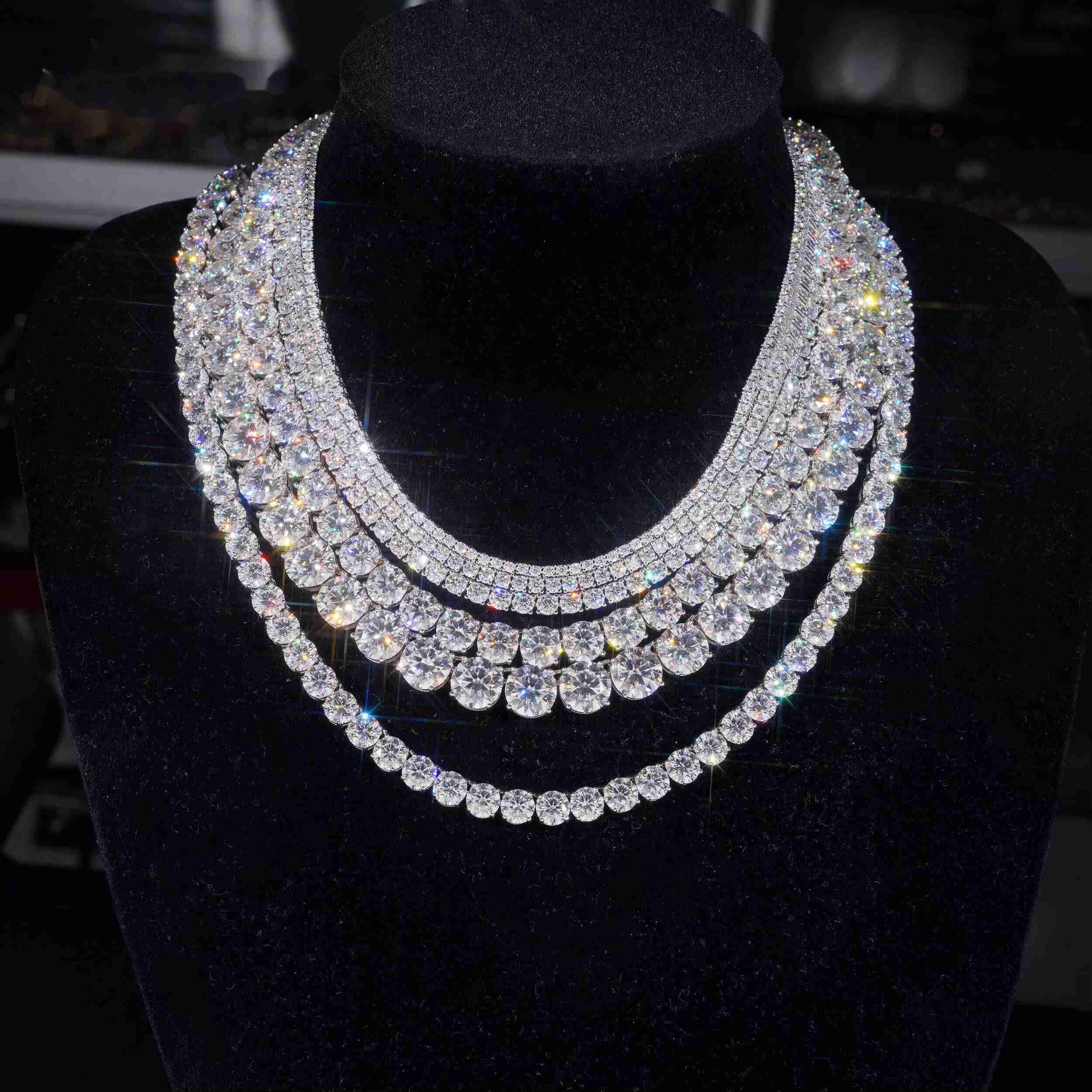 Luxury Jewelry 925 Silver VVS Moissanite Tennis Chain Bracelet Necklace Hip Hop Fashion High Quality GRA Certified