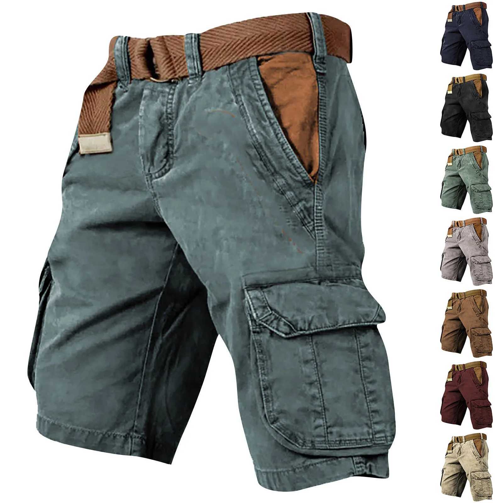 Retro Mens Shorts Overalls Sport Loose Wear Five Quarter Casual Pants With Pockets Summer Cargo Shorts For Men Mens Clothing W250705