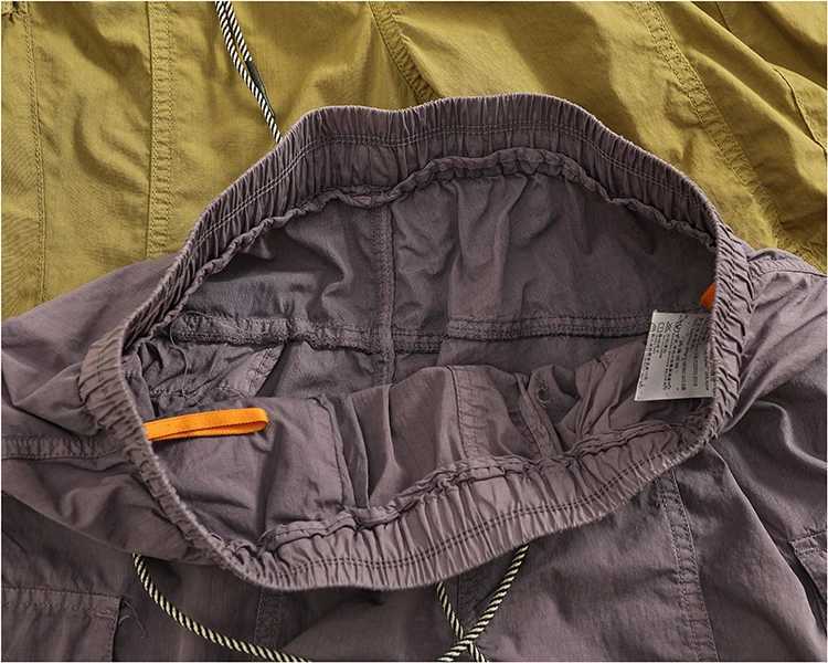 Summer New All-in-One Pocket Cargo Shorts Mens Patchwork Quick Dry Breathable Loose Straight Mid-Leg Trousers W250705