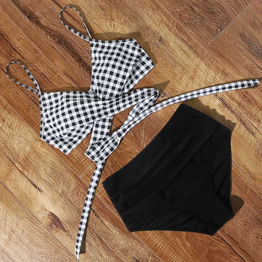 High Waist Sexy Bikini Set 2024 Biquini Swimwear Women Two Pieces Swimsuit Floral Beachwear V-Neck Bathing Suits Female XJ250624