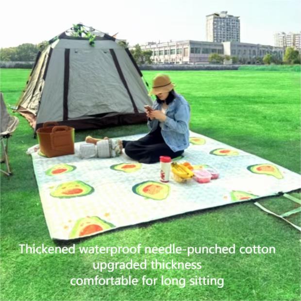Camping picnic mat outdoor supplies portable thick more durable waterproof oxford cloth fun ground mat Super Cute Avocado