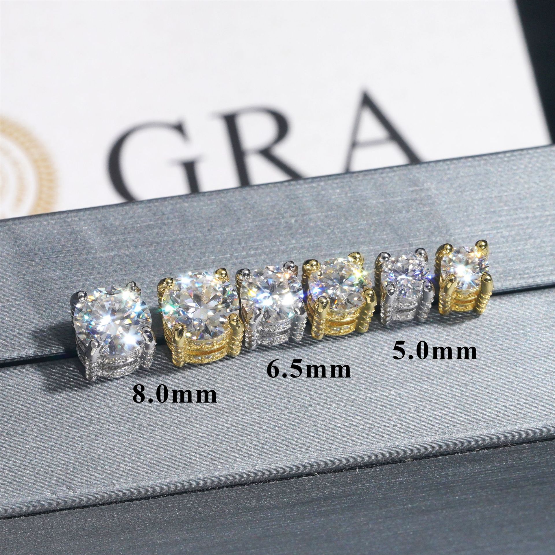 Luxury Moissanite Diamond Earrings 925 Silver Hip Hop Fine Jewelry Stack Round Ear Studs Screw Back Men Women Earrings