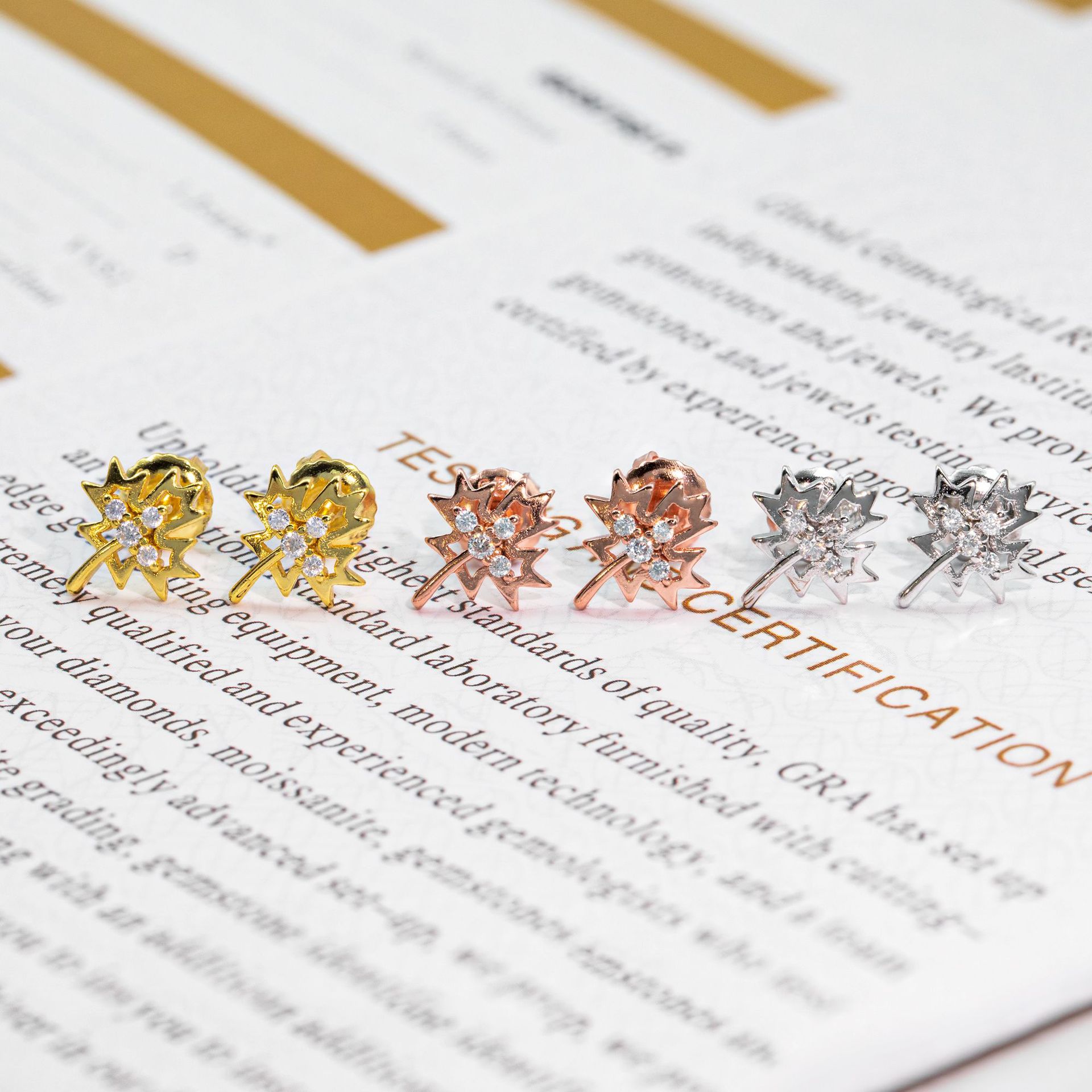 Maple Leaf Design Pass Diamond Tester Cheap Moissanite Stud Earrings Women 925 Silver Iced Out Moissanite Earrings