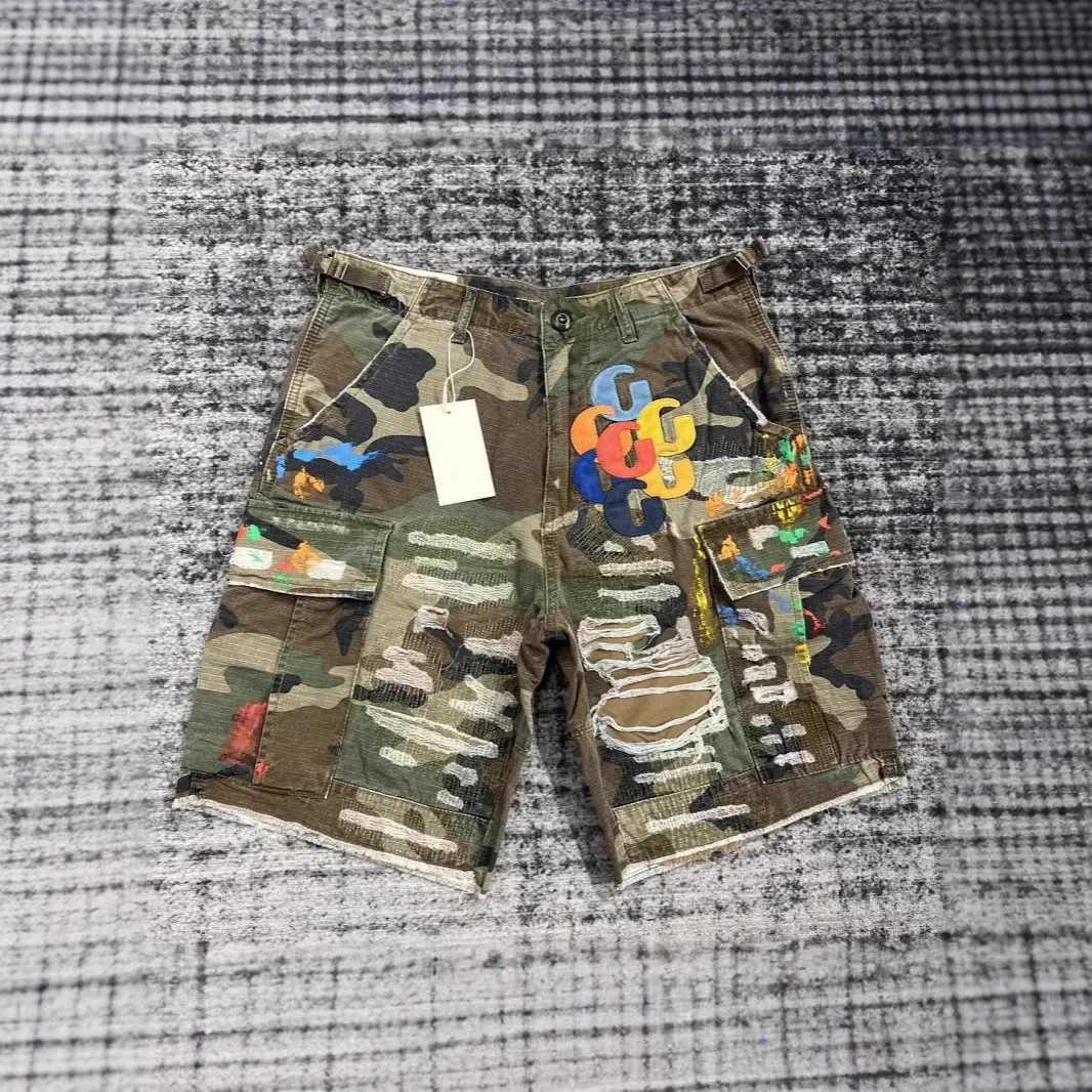 Men Summer Calf Length Ripped Jeans are not defective High Street Hipster Fashion Embroidered Shorts z250705KZUN