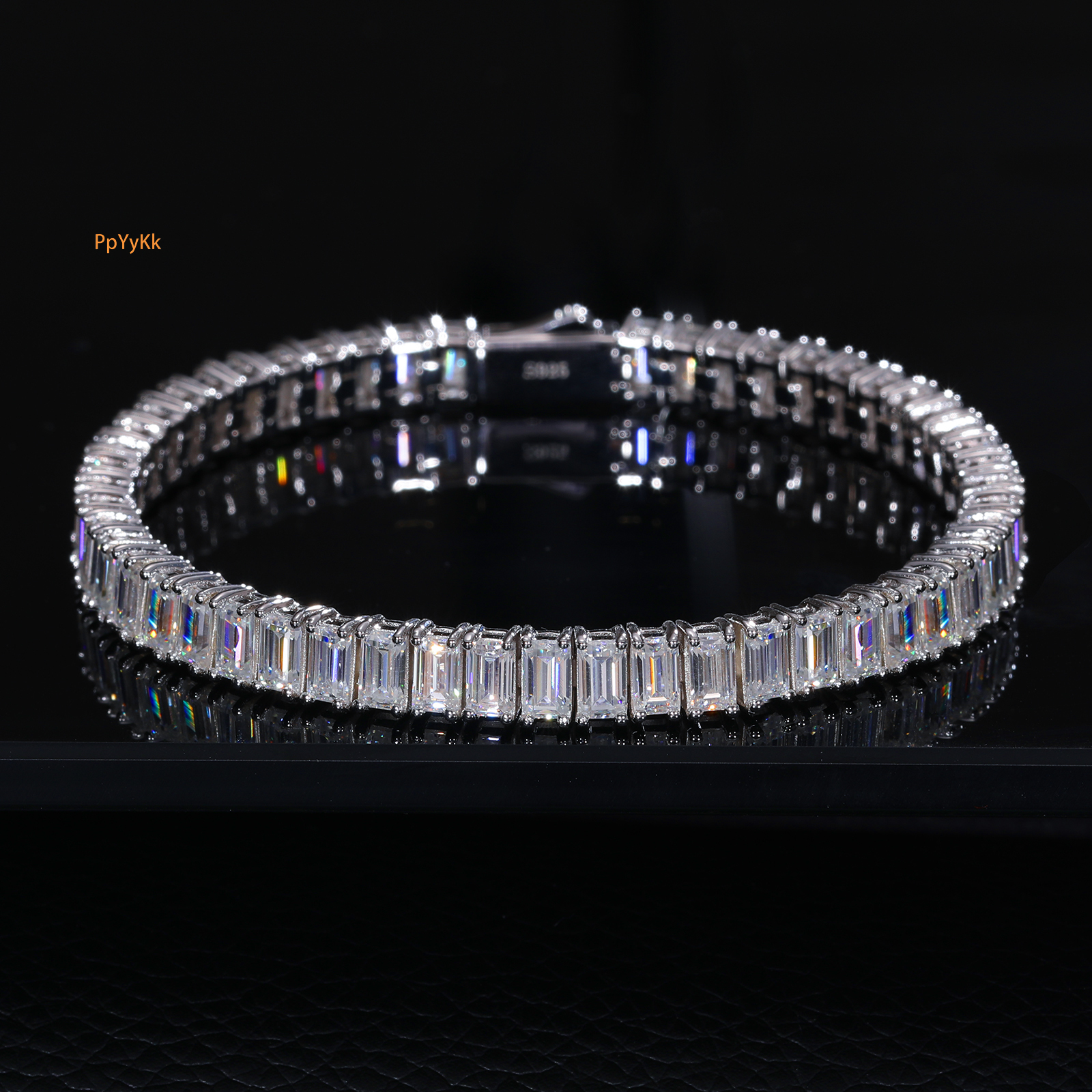 Designer Jewelry 26ct Baguette VVS Moissanite Tennis Chain 925 Sterling Silver GRA Tested Eternity Bracelet for Women