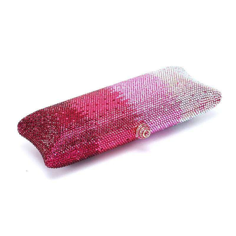 Women Clutch Crystal Multicolor Dia Gradient Black Sier Gold Wedding Party Crossbody Evening Bag