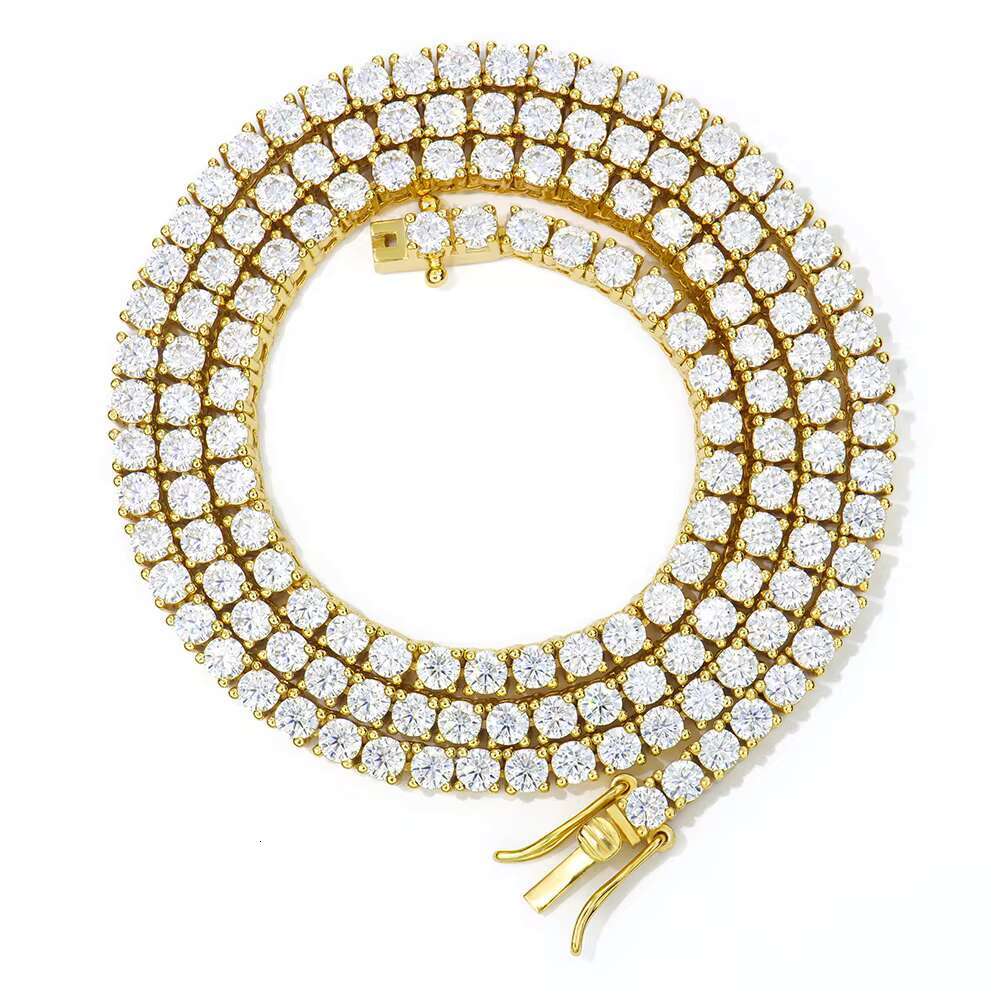 Luxury Jewelry Designer Necklace 2-6mm 925 Sterling Silver Gold Plated GRA Certified VVS Moissanite Tennis Necklace Bling Chain
