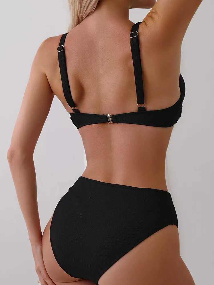 Sexy Bikini Set Womens Swimsuit 2025 Swimwear Woman Two-Piece Swimsuit Solid Bathing Suit Beach Swimming Suit Vacation Monokini XJ250624