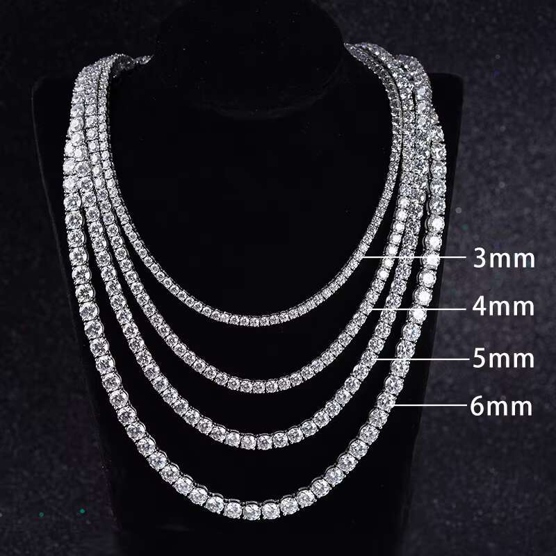 Starsgem S925 Silver Chain Tennis Necklace Round Cut DEF Moissanite Fashion Jewelry