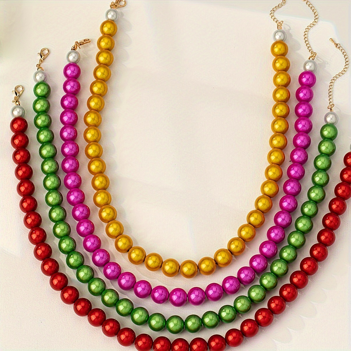 1 Piece Colorful Fashion Necklace Beaded Clavicle Chain Dopamine Candy Color