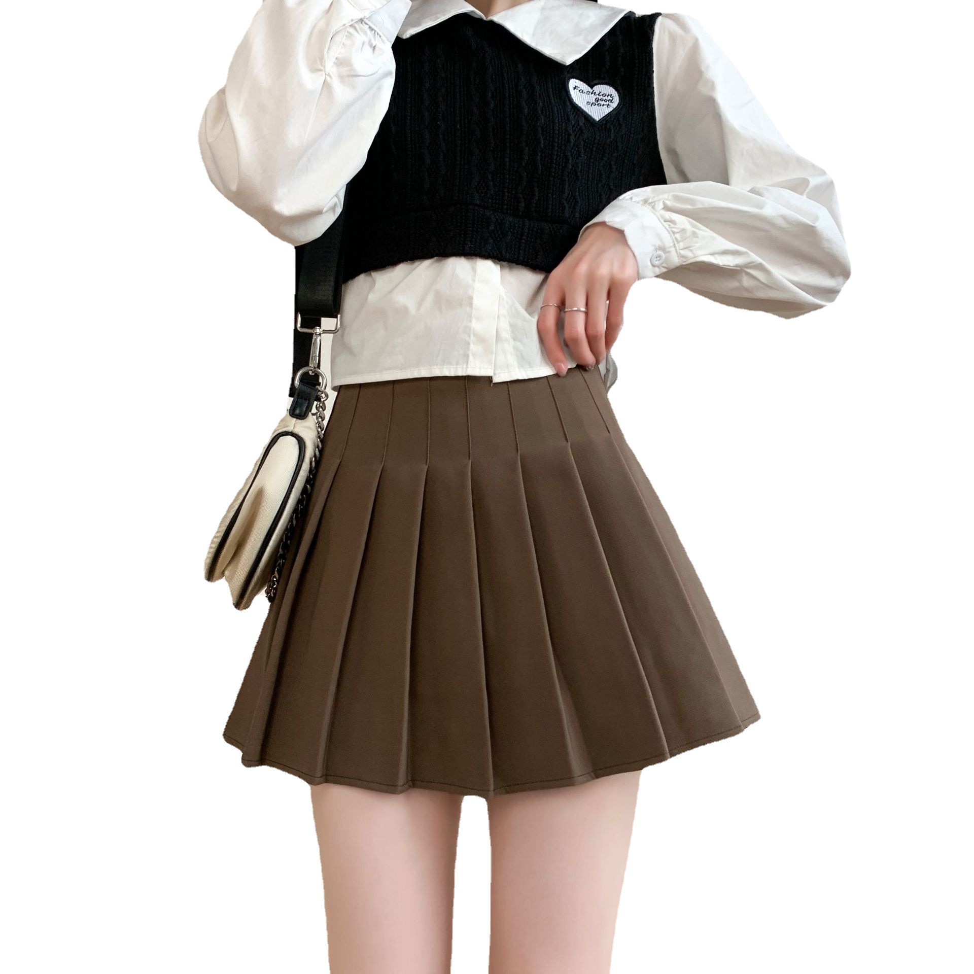 GG19044 Pleated skirt female summer 2025 new JK short skirt high waist black slim small skirt