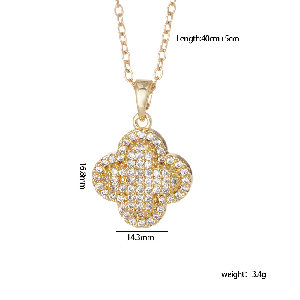 Ho Luxury jewelry designer necklace ianium seel plaed wih 18K gold classic square sugar clover pendan high-end collarbone moissanite chain accessory d - view 7