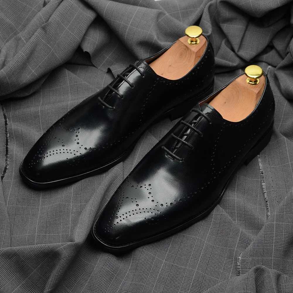 Luxury Italian Mens Wedding Dress Shoes Genuine Leather Handmade Brogue Wingtip Oxford Shoes Black Brown Formal Shoes for Men W250705