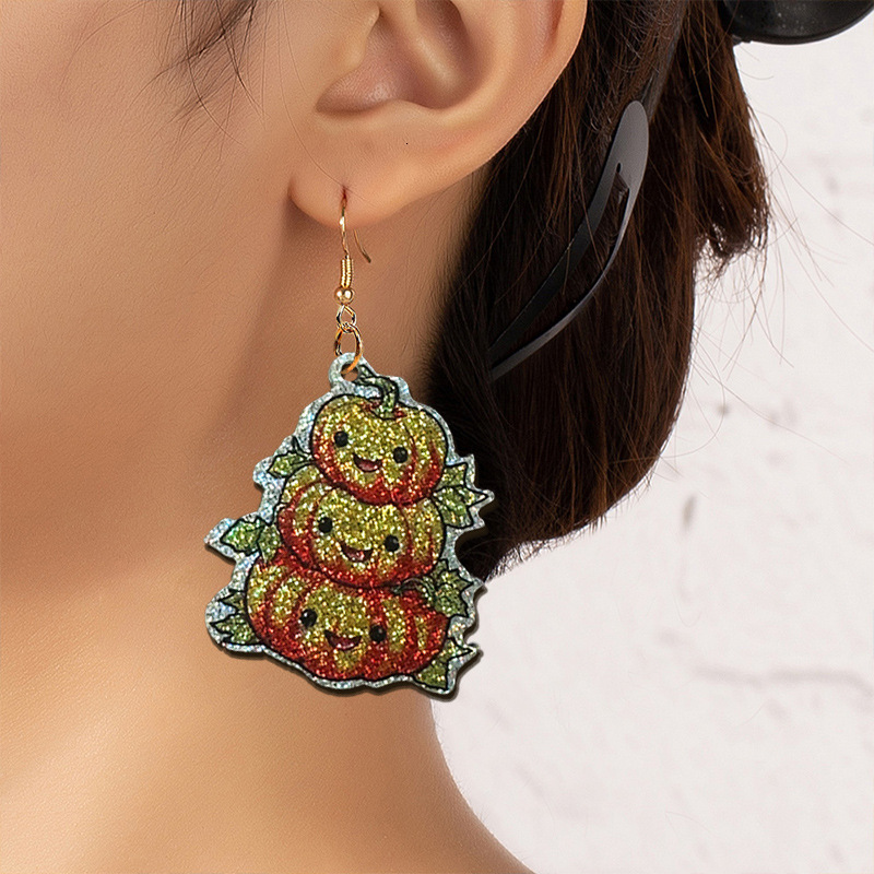 1 Pair Pumpkin Head Earrings Cute Funny Halloween Celebration Party