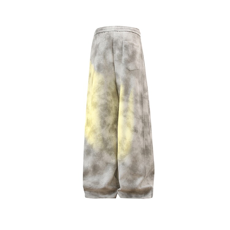 Tie dye dirty curved knife casual pants for men, Spring and Autumn American style trendy high street loose hanging loose straight leg pants