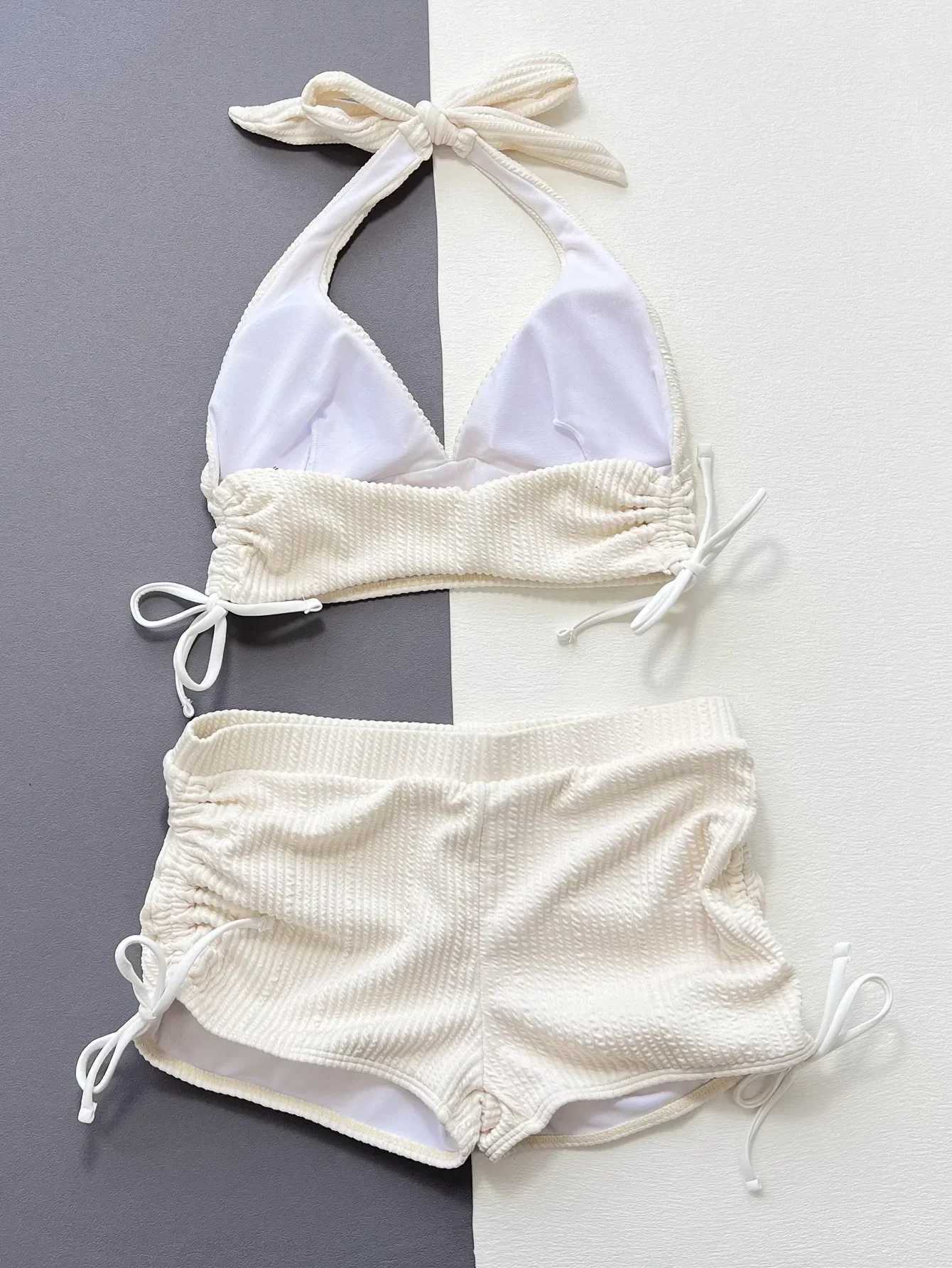 Sexy White Push Up Bikini High Waist Swimwear Women Swimsuit Micro Biquini Brazilian Bathing Suit Mujer Summer Beachwear XJ250624