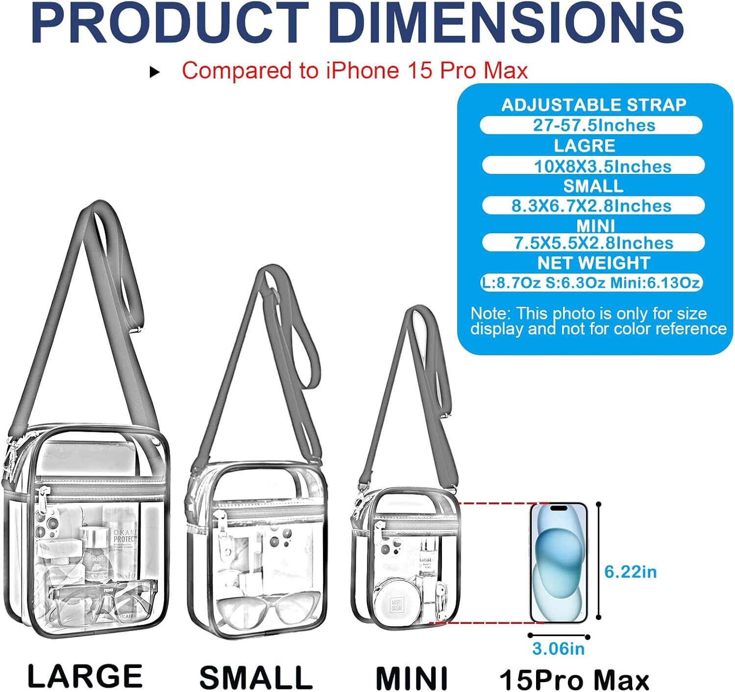 DHYMX Clear Purse Stadium Approved CrossBody designer bag Bag for Men and Women Support customization