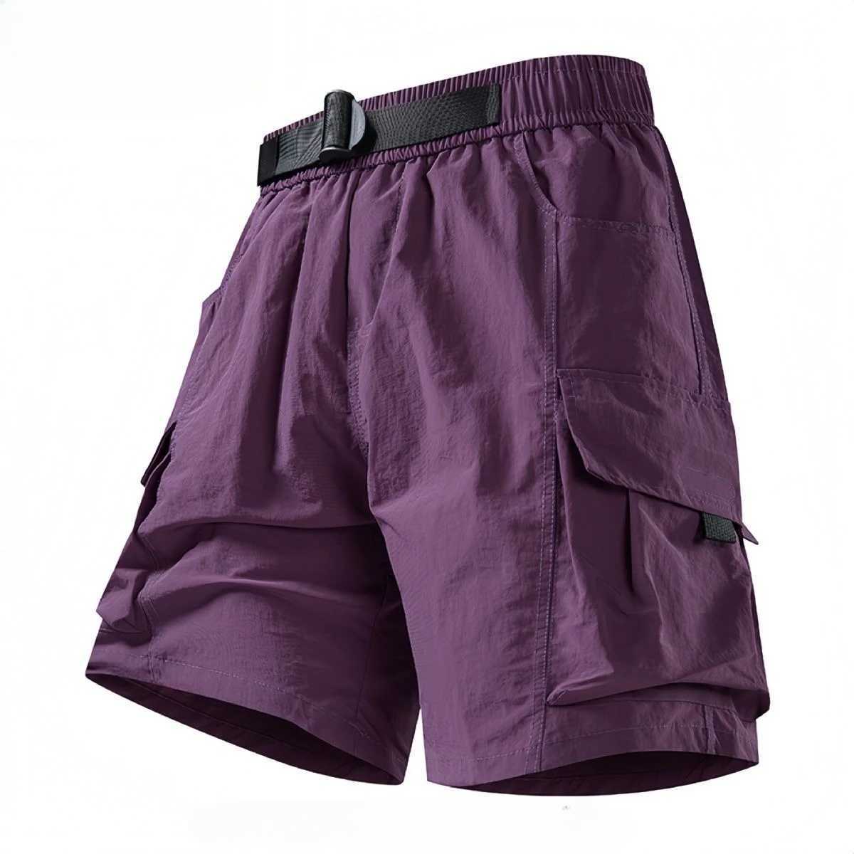 Mens Cargo Shorts Loose Multi Pocket Solid Male Short Pants Elastic Waist Nylon Casual Luxury Big and Tall Y2k Streetwear Cargo Shorts W250705