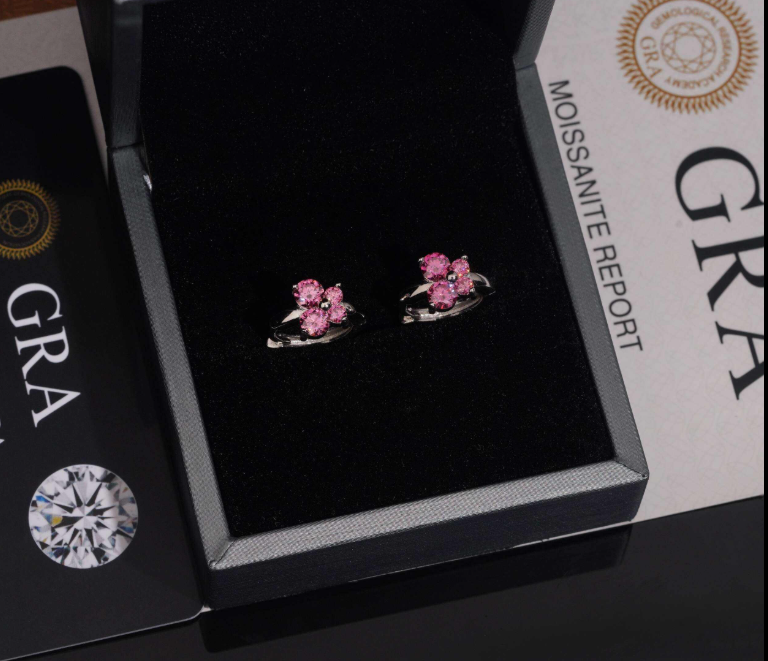 High Quality Moissanite Jewelry Pass Diamond Tester Hip Hop Earrings Butterfly 925 Silver Moissanite Diamond Earrings