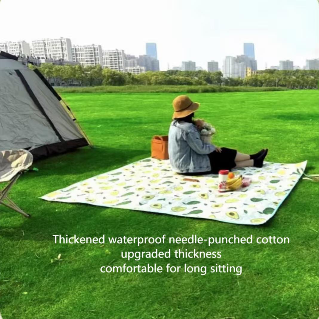 Camping picnic mat outdoor supplies portable thick more durable waterproof oxford cloth fun ground mat Cute little calf