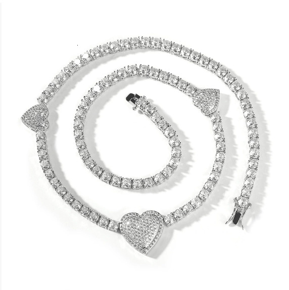 Fine Jewelry Fashion Heart Necklace 925 Pure Silver 3mm High Quality VVS Moissanite Tennis Necklace GRA Certified