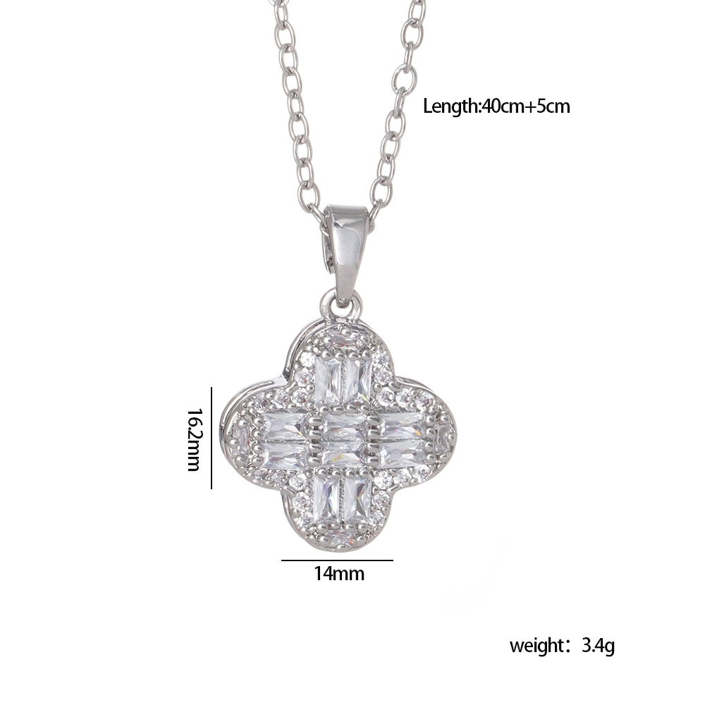 Ho Luxury jewelry designer necklace ianium seel plaed wih 18K gold classic square sugar clover pendan high-end collarbone moissanite chain accessory d - view 9