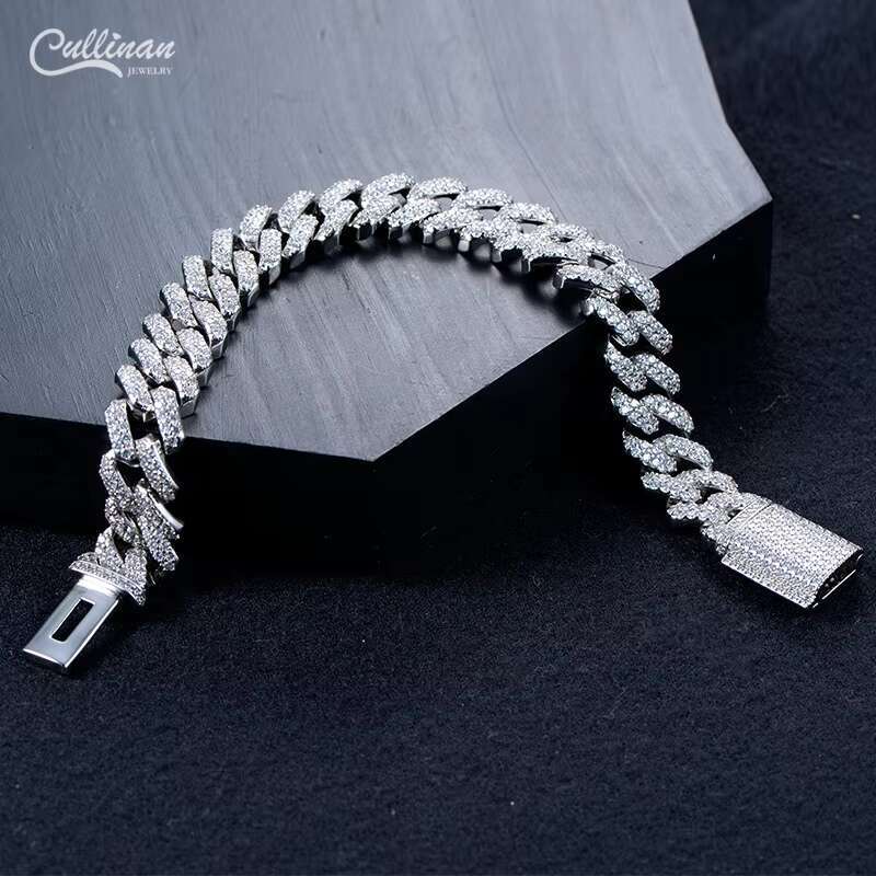 Gold Plated Iced Out Miami Cuban Link Chain Bracelet Crystal Zirconia High Quality Charm Punk Bracelet Mens Accessories
