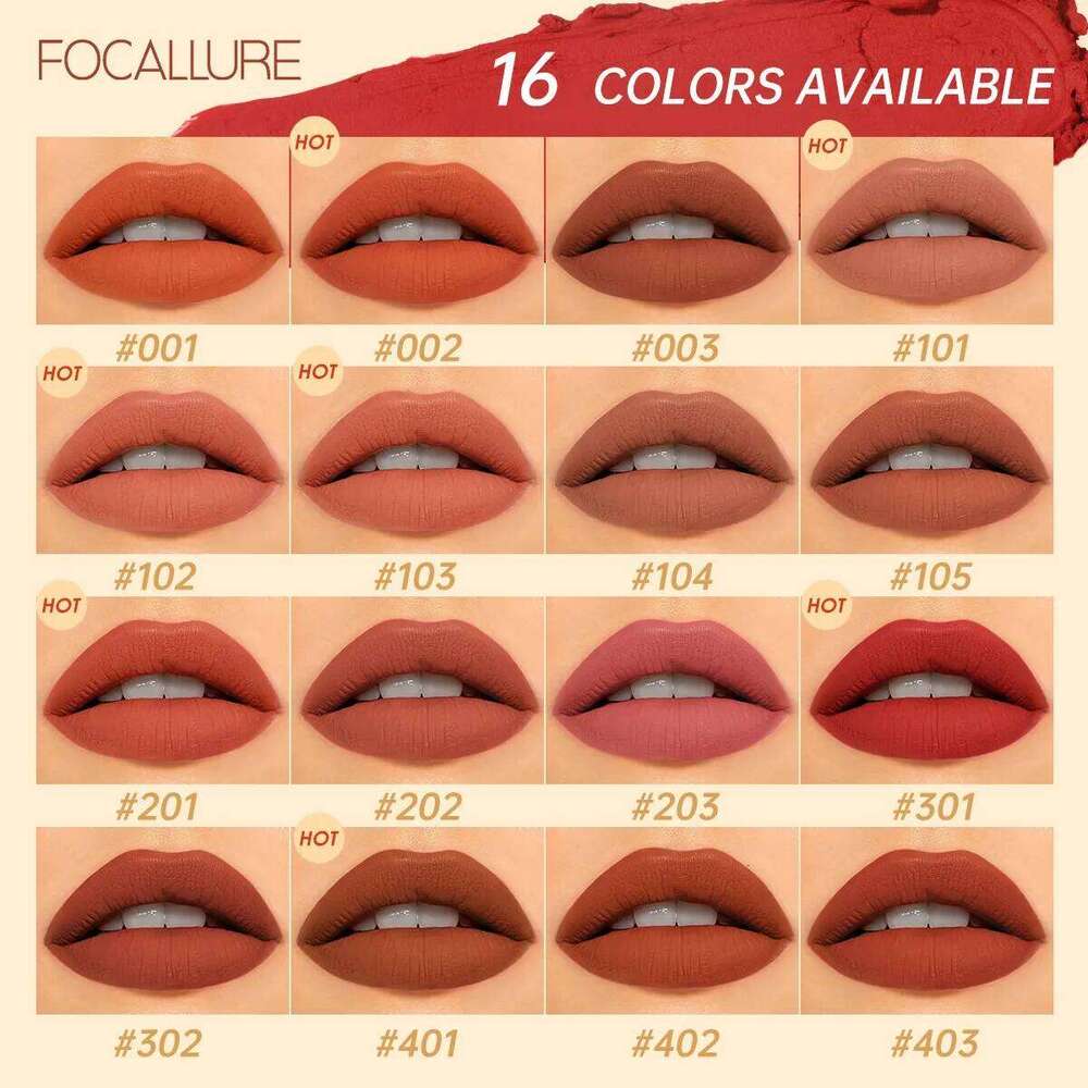 FOCALLURE 16 Shades Matte Lipstick Natural Super Soft Sticks Waterproof Lip Glaze Balm Beauty High Pigment Cosmetics Makeup X250705