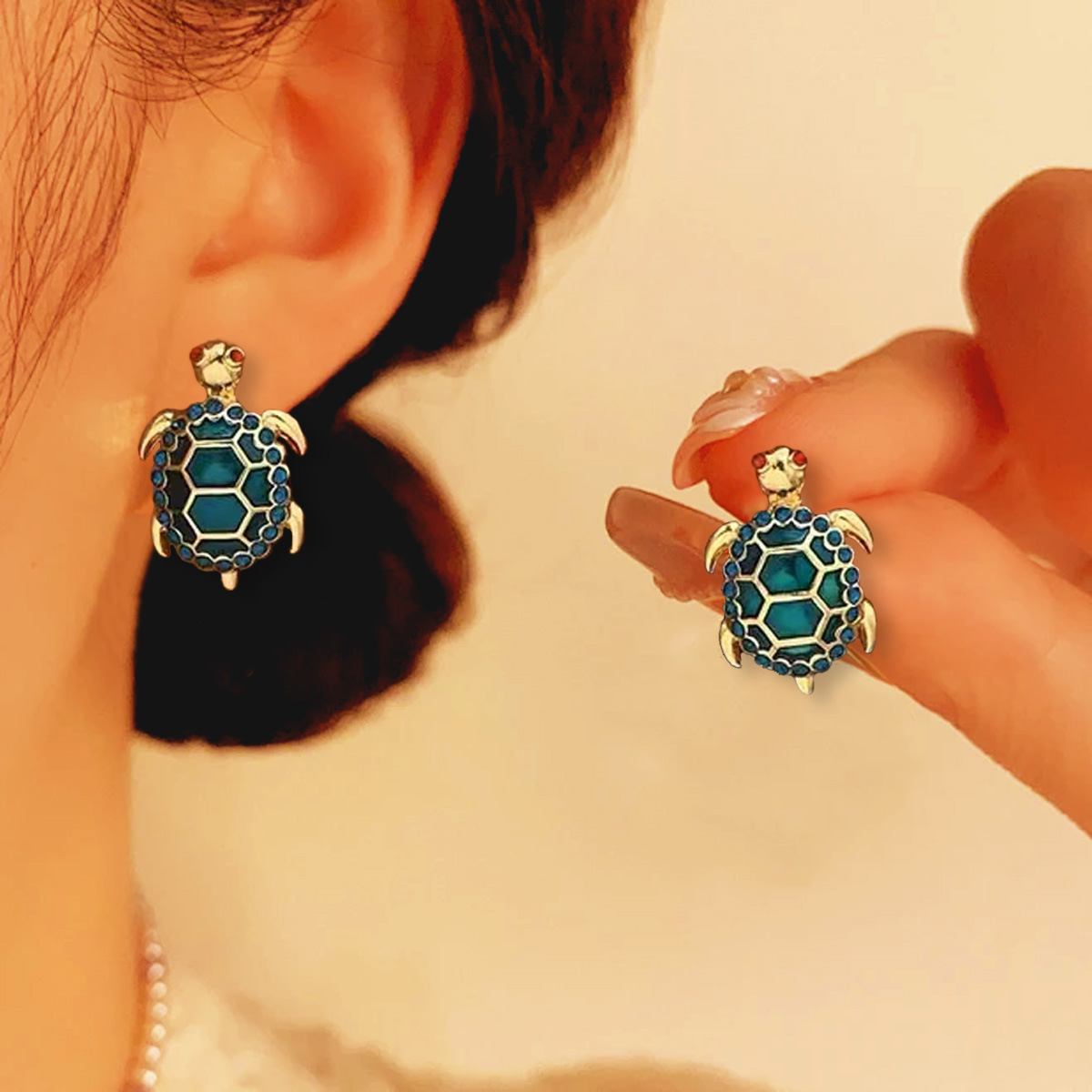 Trendy Turtle Fashion Exquisite Cute Niche Design Sense Earrings Suitable For Daily Parties