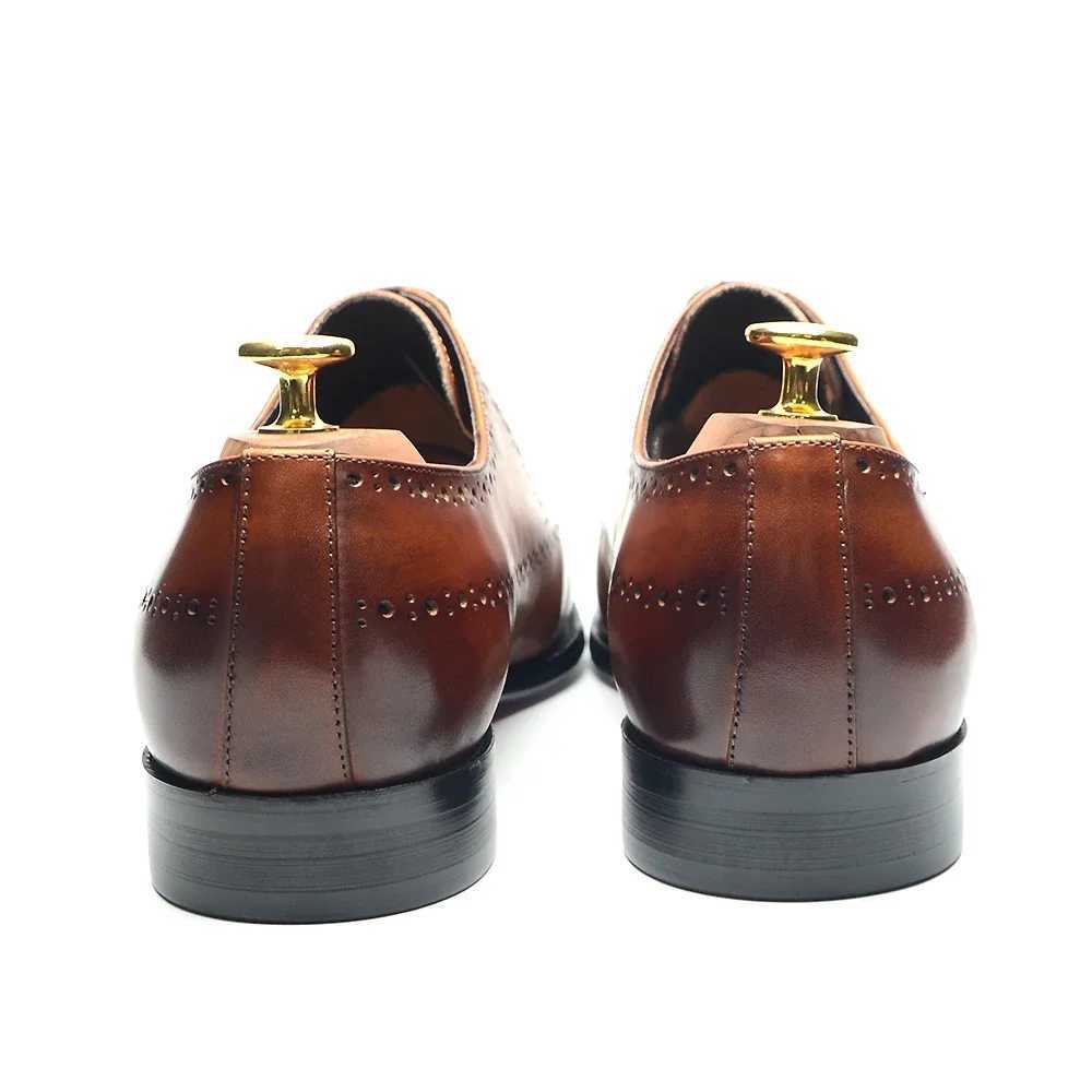 Luxury Italian Mens Wedding Dress Shoes Genuine Leather Handmade Brogue Wingtip Oxford Shoes Black Brown Formal Shoes for Men W250705
