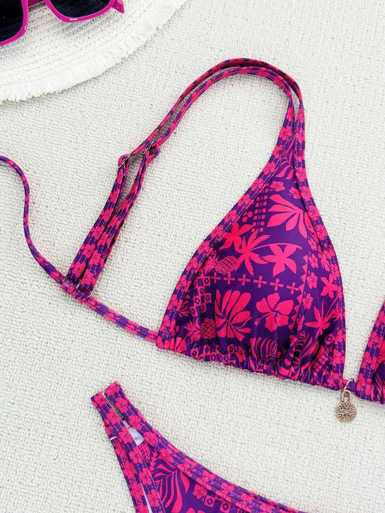 Summer Purple Red Mature Beautiful Bikini Set Suitable for Women to Take Photos by the Sea XJ250624