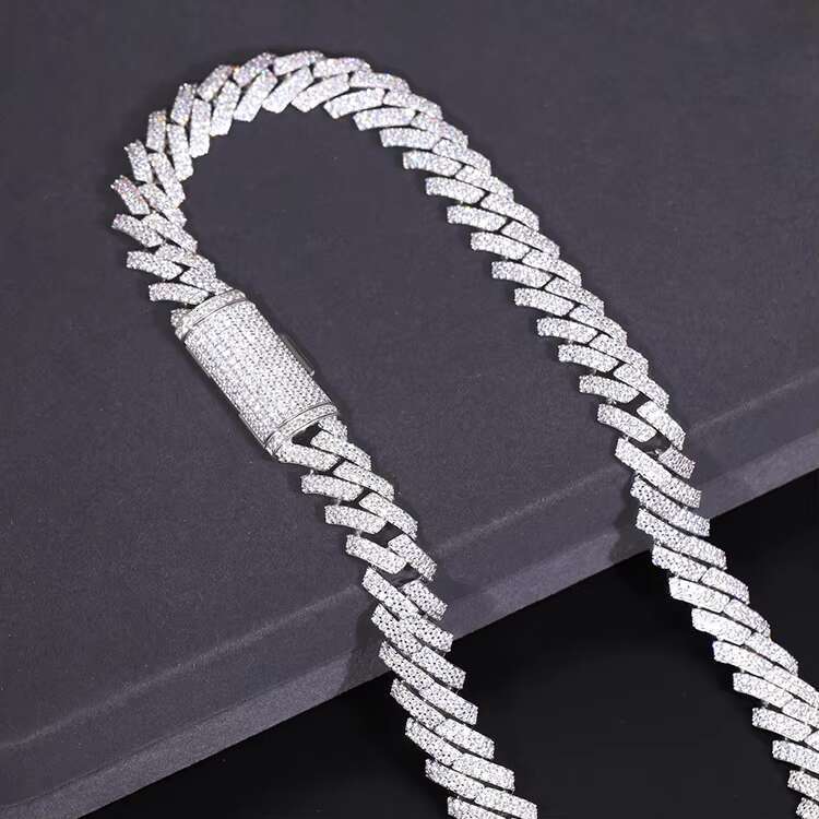 Wholesale 15mm Hip Hop VVS Diamond Necklace 925 Sterling Silver Iced Out Cuban Link Moissanite Chain