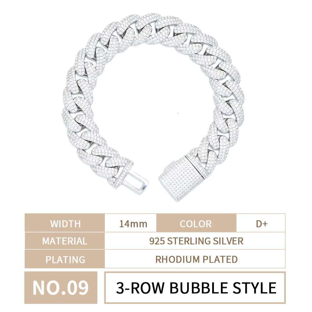 Luxury Hip Hop Jewelry Moissanite Necklace Cuabn Bracelet GRA Certified Men 925 Sterling Silver Fashion High Quality Iced Out Cuban Link Chain