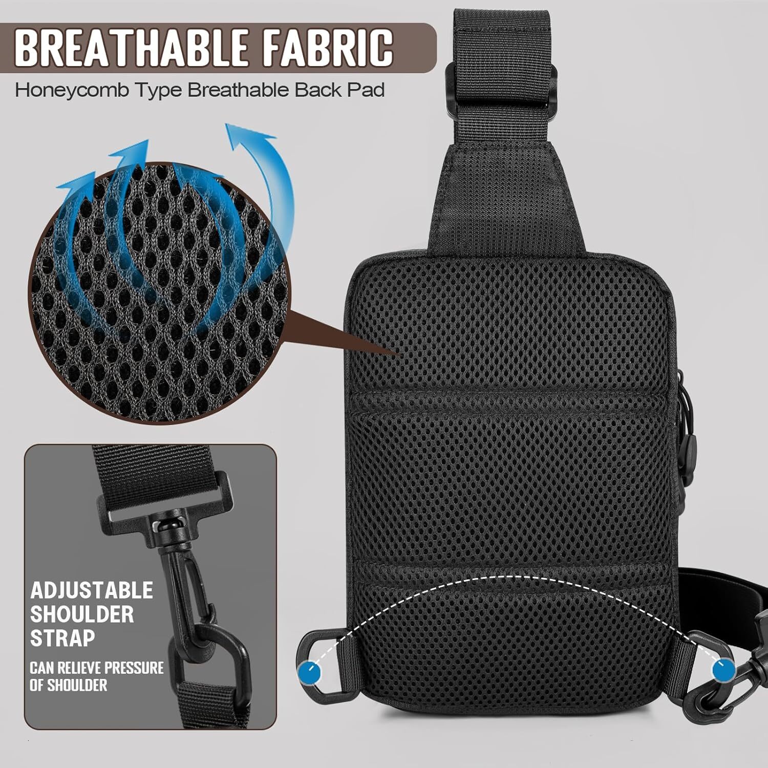 DHYMX Small Sling Men, Tactical designer bag Inspired Waterproof Utility EDC Mini Crossbody Chest Bag for Travel Work Sport Support customization