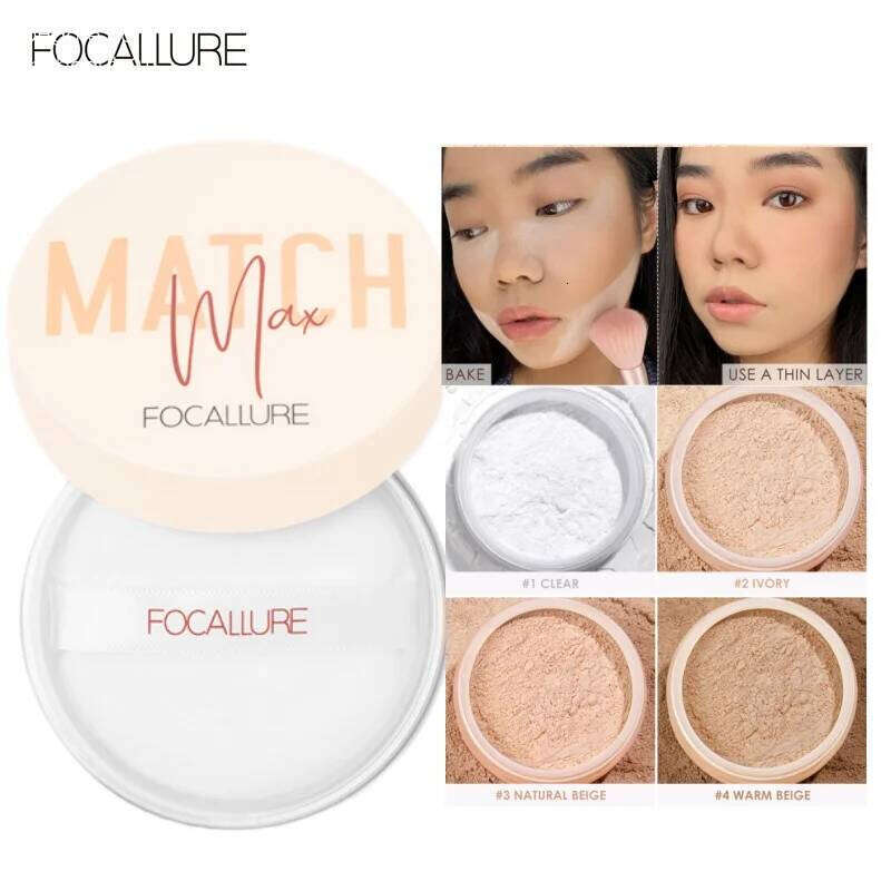 Wholesale FOCALLURE 4 Colors Minerals Face Loose Powder Waterproof Matte Setting Finish Makeup Oil-control Bake Women Cosmetics X2507