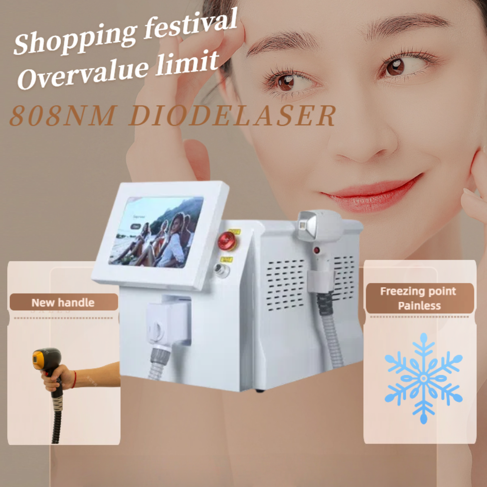 Painless 3 Wavelength Diode Laser Hair Removal Machine 755nm 808nm 1064nm Freezing Point Cooling System for Body Hair Removal