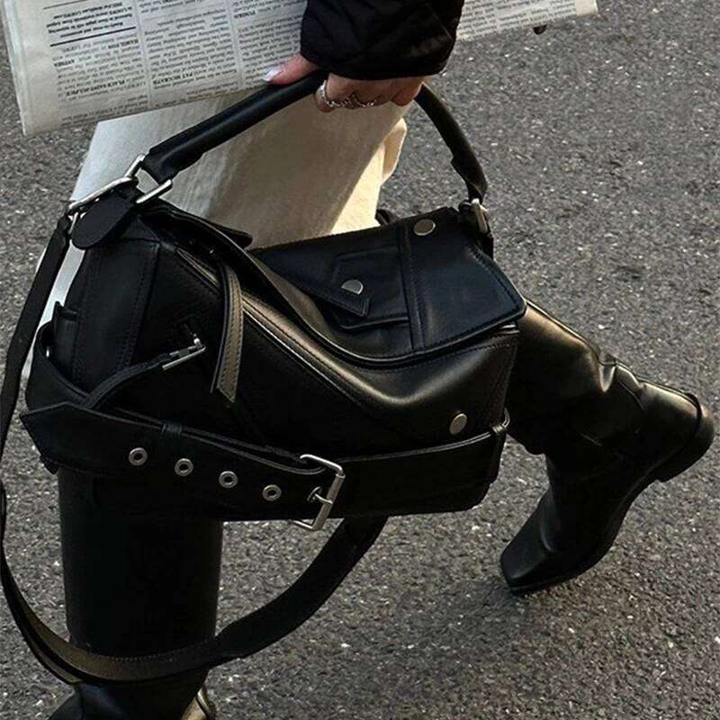 Pillow Women Texture Brand Large Capacity Commuter Punk Portable Motorcycle Bag Shoulder Side Pockets Crossbody Bags