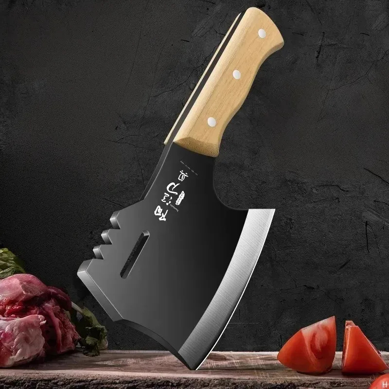 High Carbon Steel Manual Forging Knife Household Slicing and Meat Cutting Knife Chef Specific Axe Bone Chopping Knife 250703