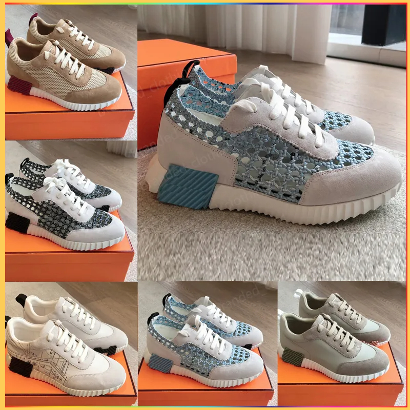 designer h bouncing sneakers suede casual shoes trainers breathable mesh running shoe men bounce women sneaker nonslip rubber sole flat trainer 2025