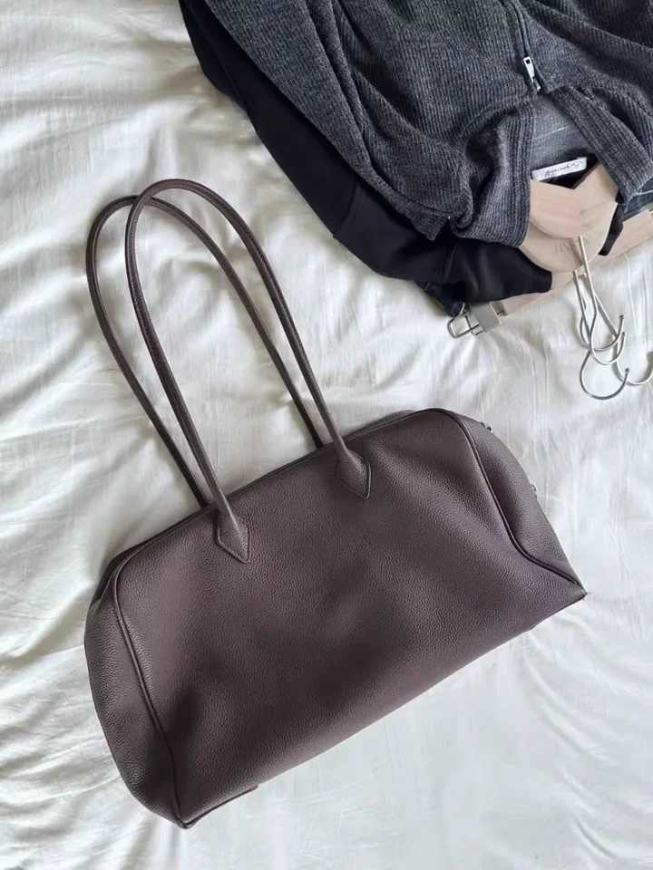 Autumn Winter Large Capaci Womens Tote Bag Commuter oulder Boston Bag Soft Handle Korean Sle Polyester Zipper C...XJ250704