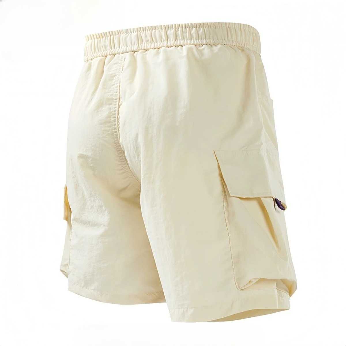 Mens Cargo Shorts Loose Multi Pocket Solid Male Short Pants Elastic Waist Nylon Casual Luxury Big and Tall Y2k Streetwear Cargo Shorts W250705